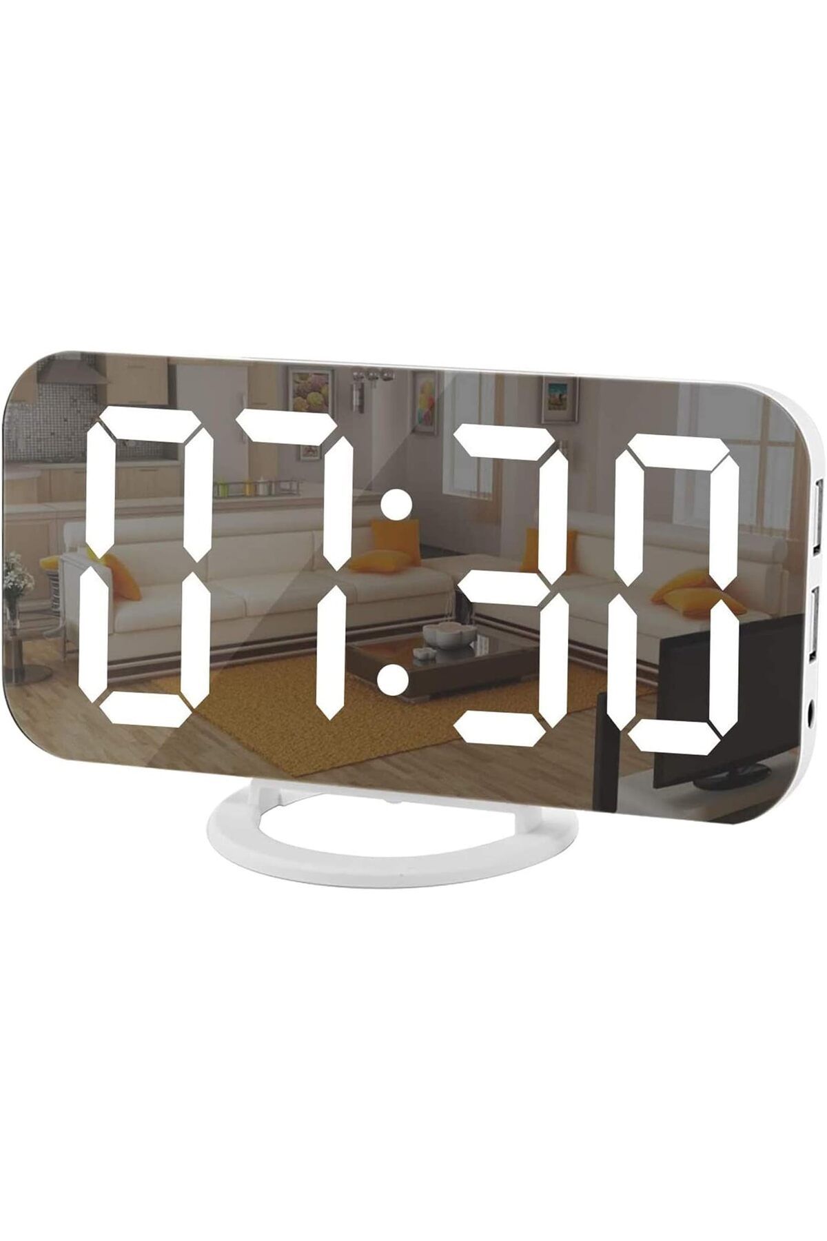 COOYA-Multifunctional mirror electronic alarm clock,LED digital display,three levels of brightness,white 1