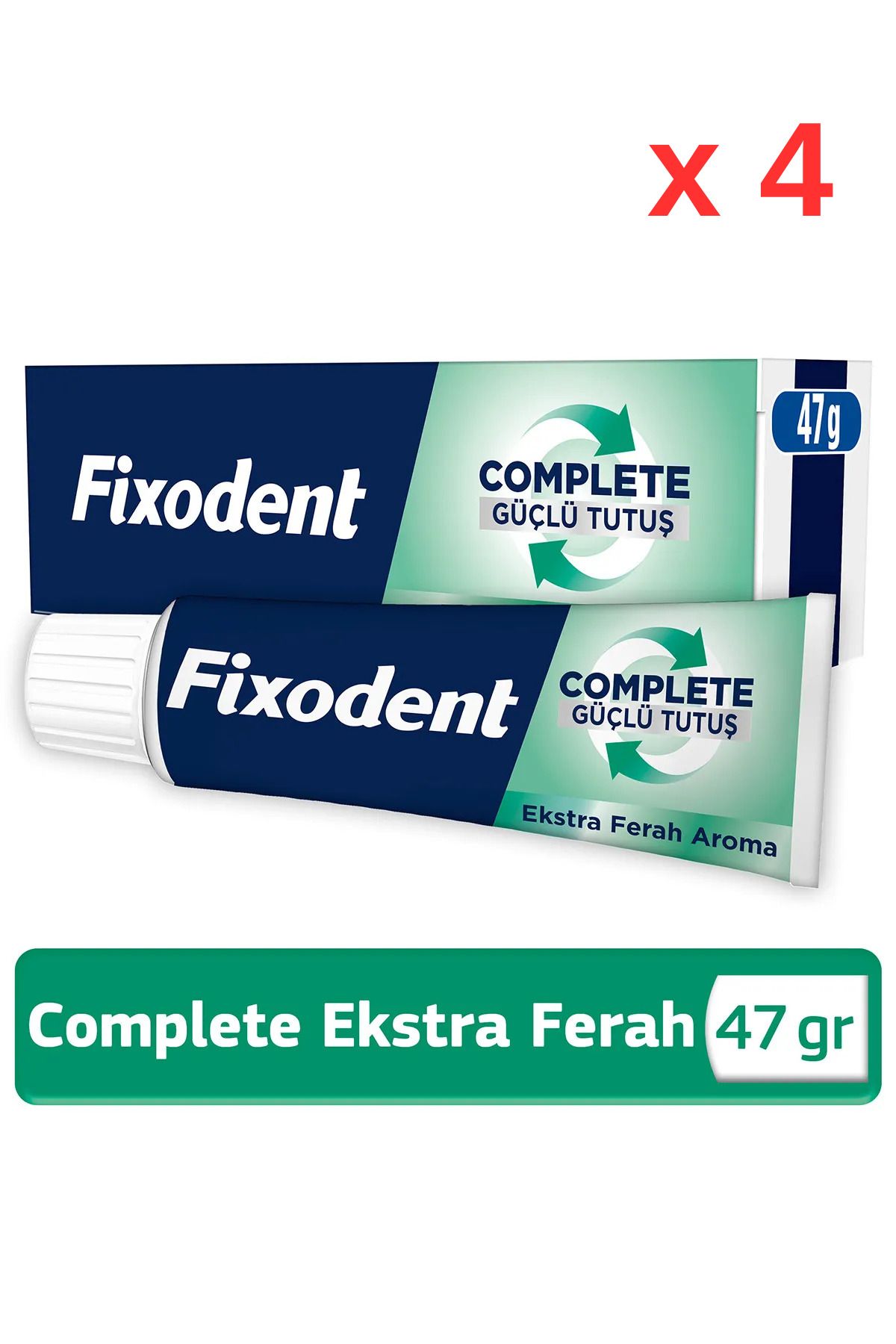 Fixodent Complete Ekstra Ferah Diş Protezi Yapıştırıcı Krem 47G - 4 Adet