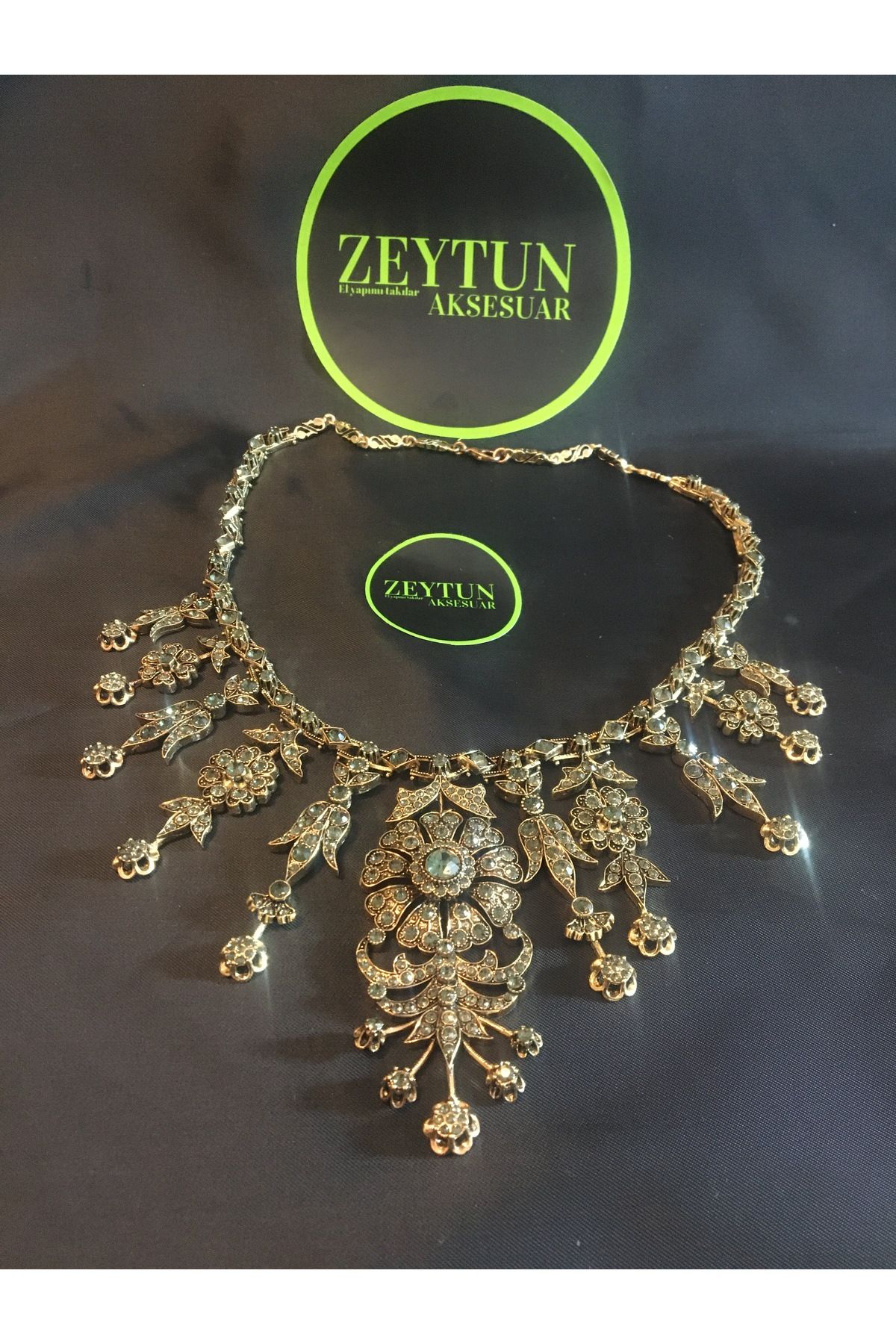 ZEYTUN AKSESUAR ELMAS MONTÜRLÜ GERDANLIK