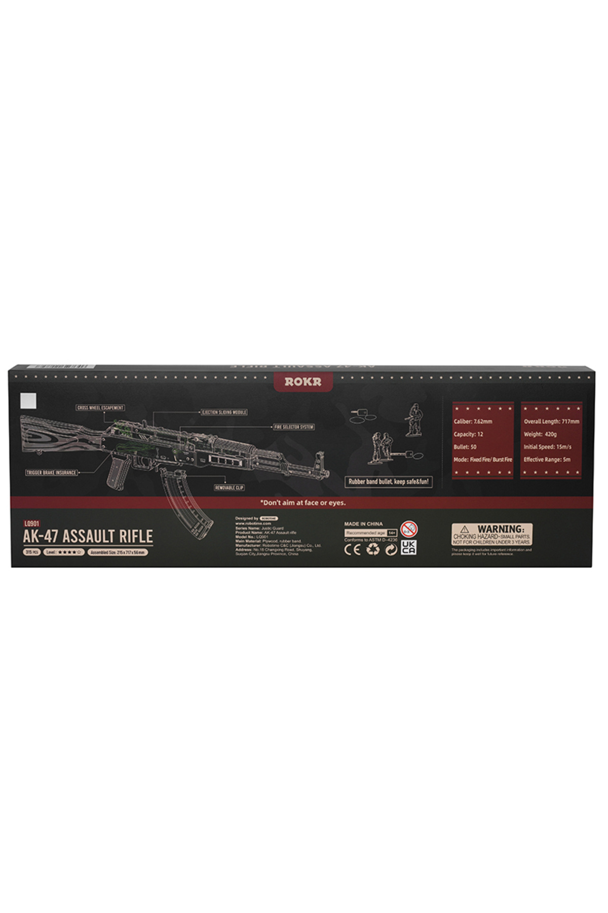ROKR-نموذج أحجية خشبي ثلاثي الأبعاد AK47 بأشرطة مطاطية من G-un Toys 6