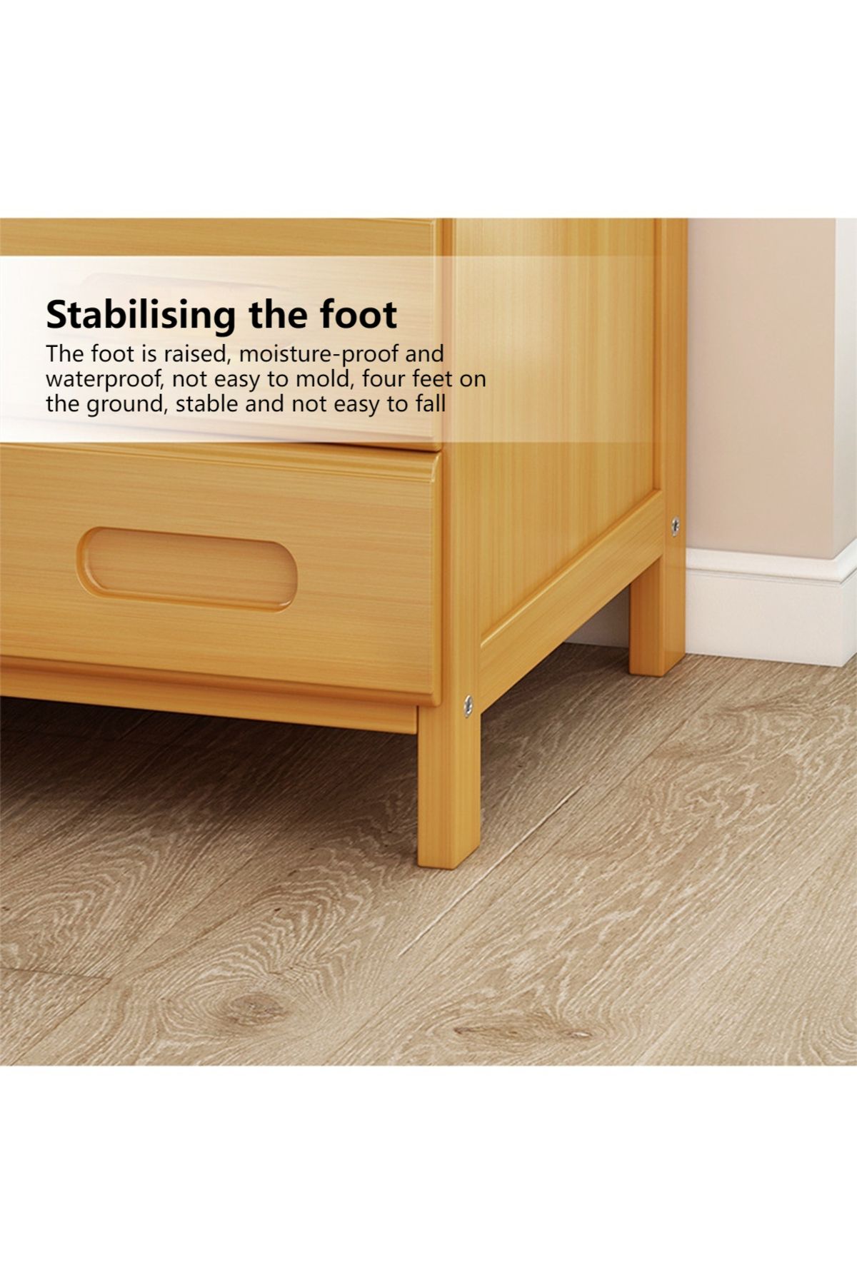 sharpdo-Bamboo Bedside Table with 1 Drawer and 2 Open Shelves, Coffee Table with Storage Function 4