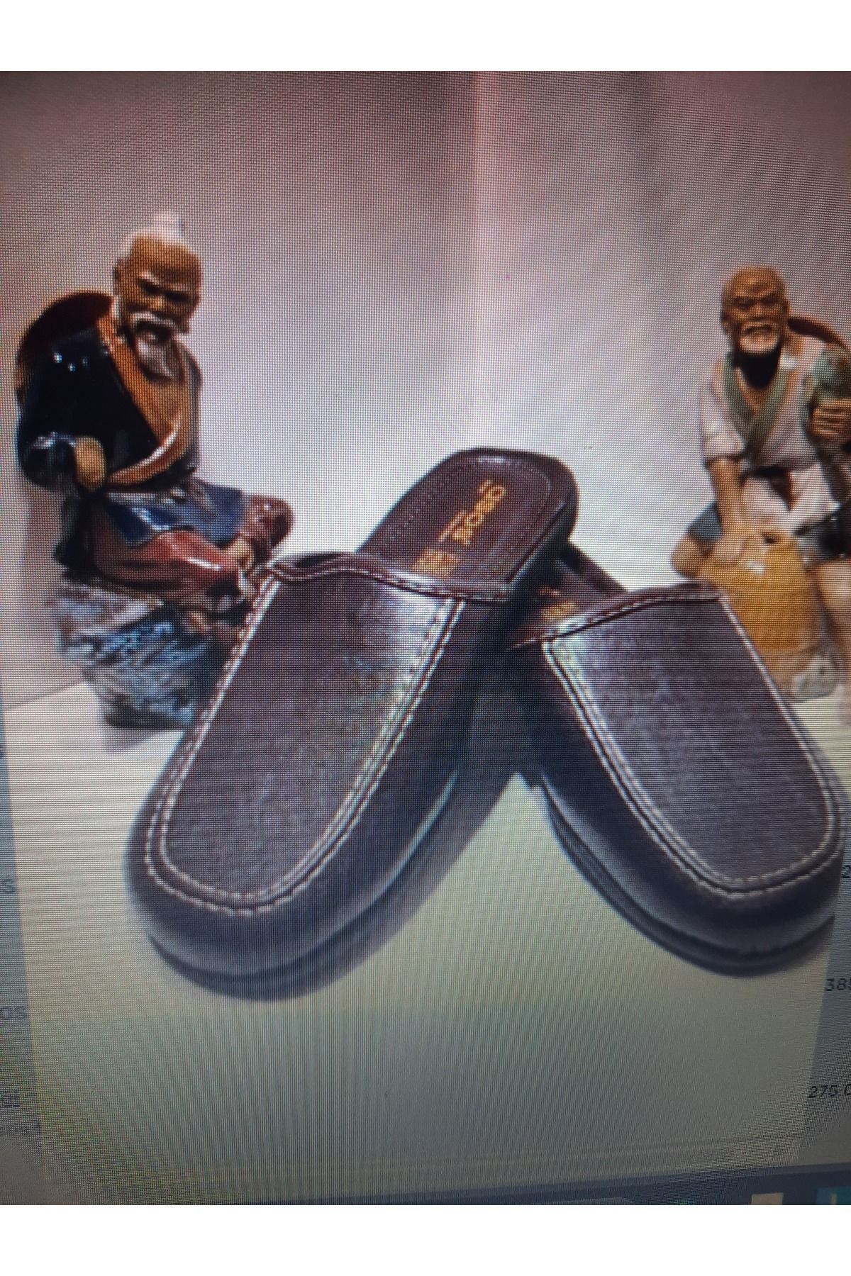 ASOS-Men's Brown Faux Leather House Slippers 4