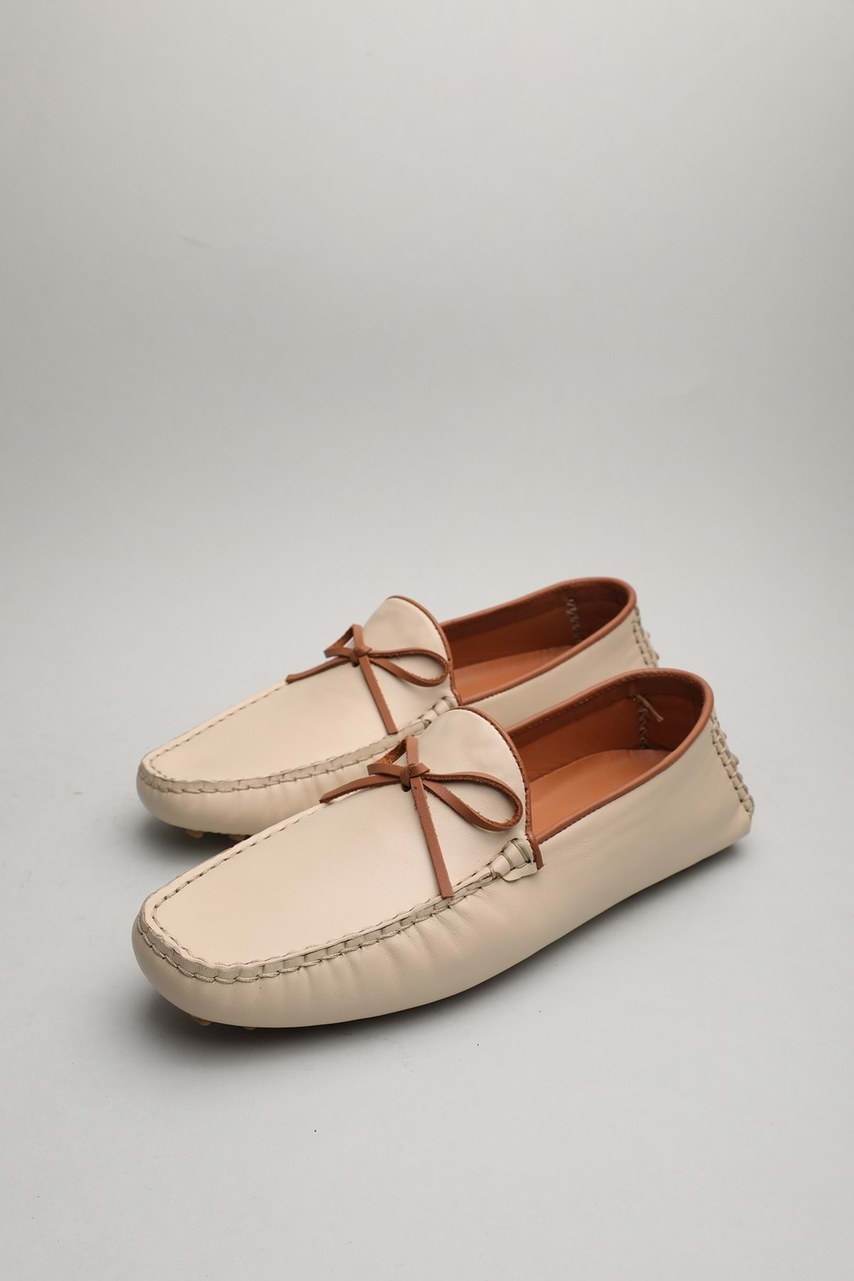 Gondol-Men's Genuine Leather Classic Loafer Cream 42 Ttx.60166 2