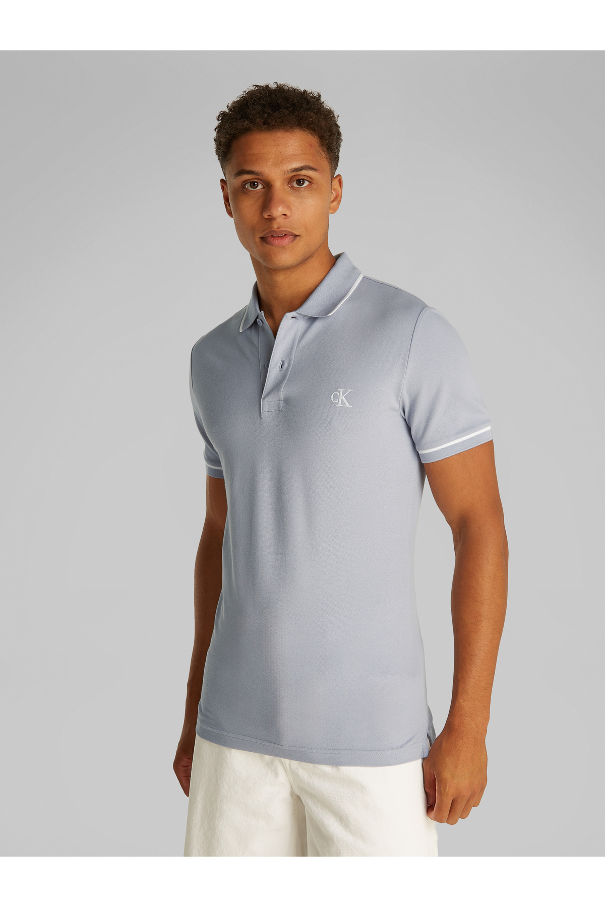Calvin Klein-Men Gray Tipping Slim Polo T-Shirt 1
