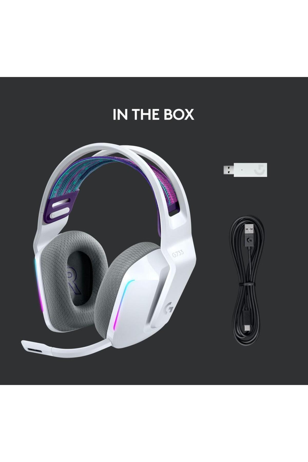 logitech-Casti Gaming Wireless LOGITECH G733, iluminare RGB, Microfon (Alb) 7