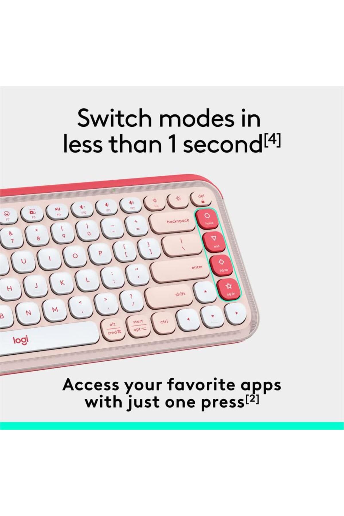 logitech-Tastatura Logitech Pop Icon Keys, Bluetooth, Layout US (Roz) 4