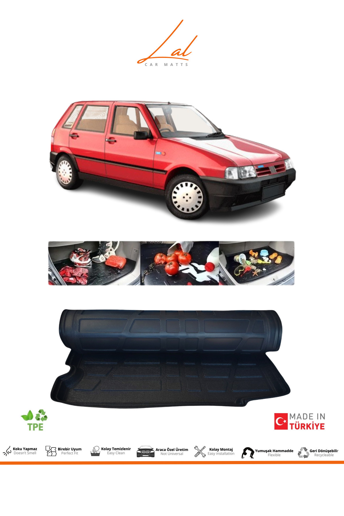 Lal Fiat Uno 3D Bagaj Havuzu (1990-2000 Uyumlu)