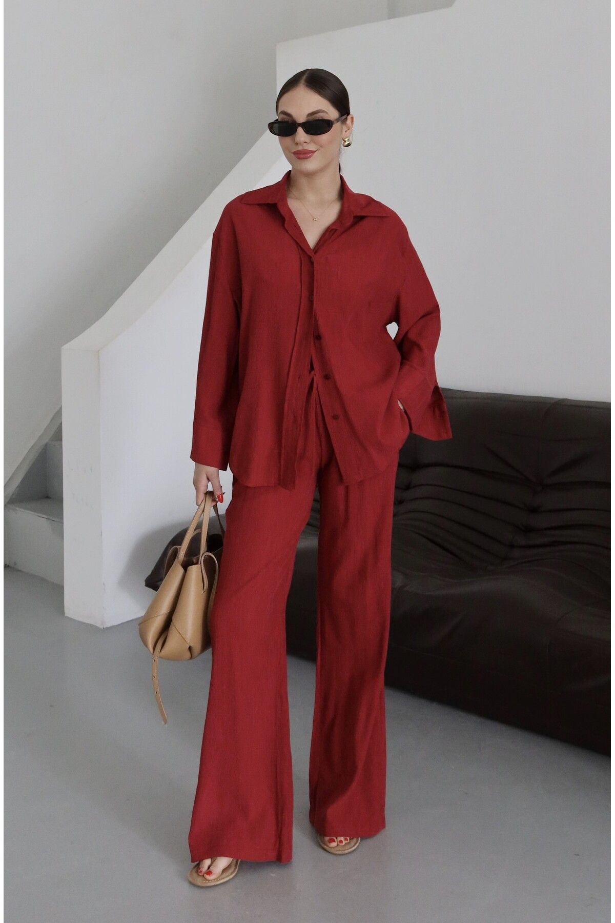 Laluvia Set Kimono Beijing Burgundy - 912059 Femeie - L