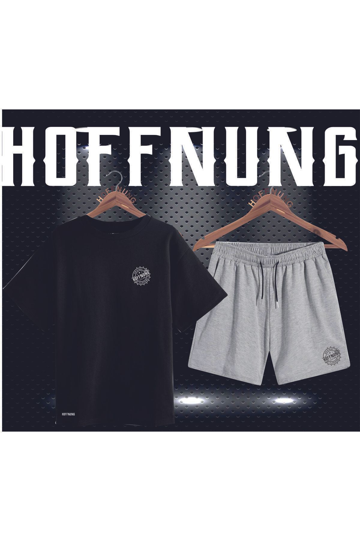HOFFNUNG Full Shorts Unisex Logo Baskı Alt-üst Takım