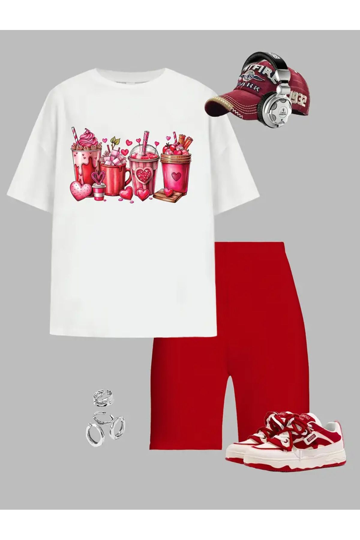 PENTHİLUS Tinuta Eleganta Din 2 Piese Pentru Fete Adolescente: Tricou Cu Imprimeu Cu Bauturi Colorate, Moale Si Confortabil Unisex - S