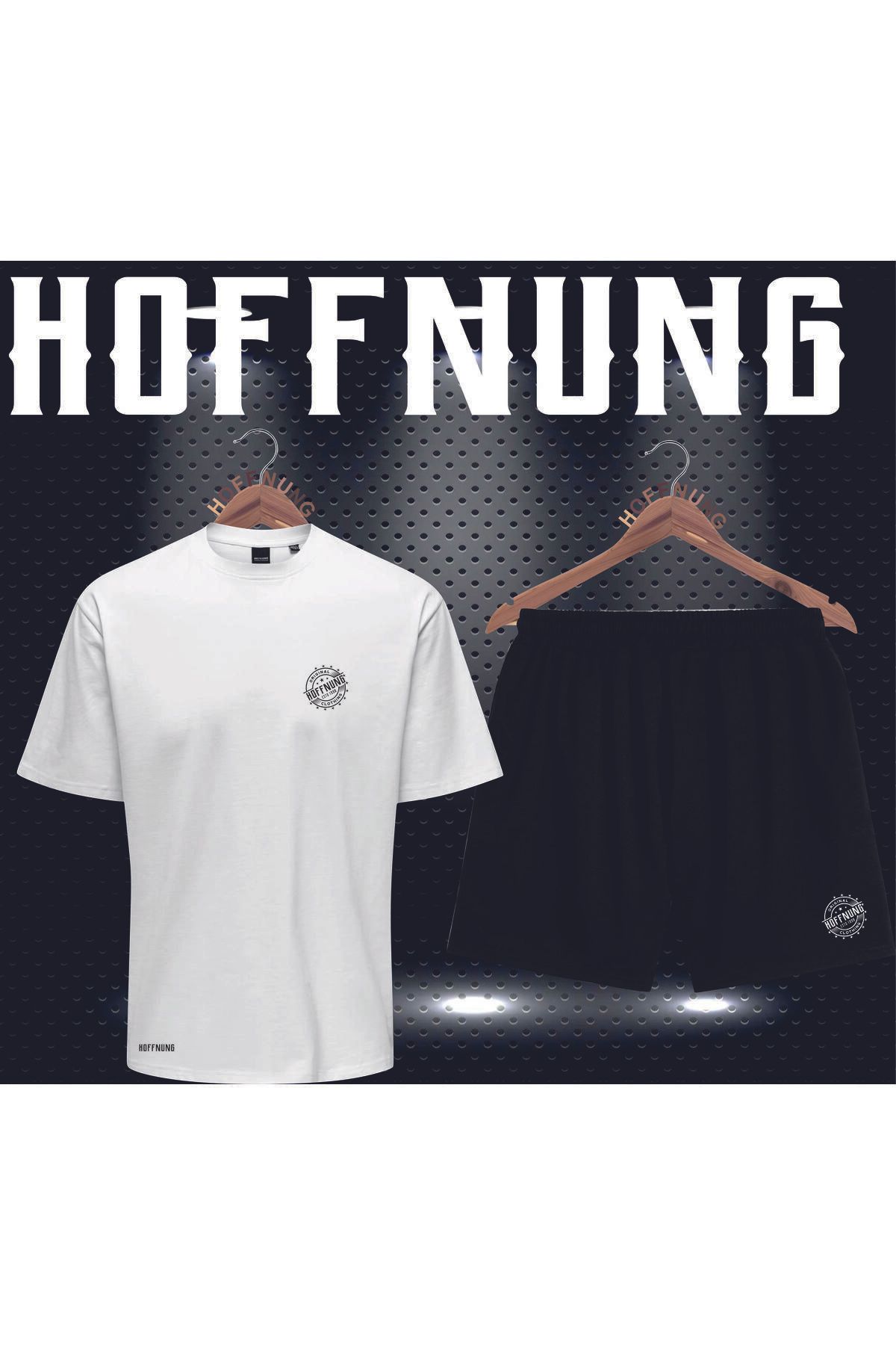 HOFFNUNG Full Shorts Unisex Logo Baskı Alt-üst Takım