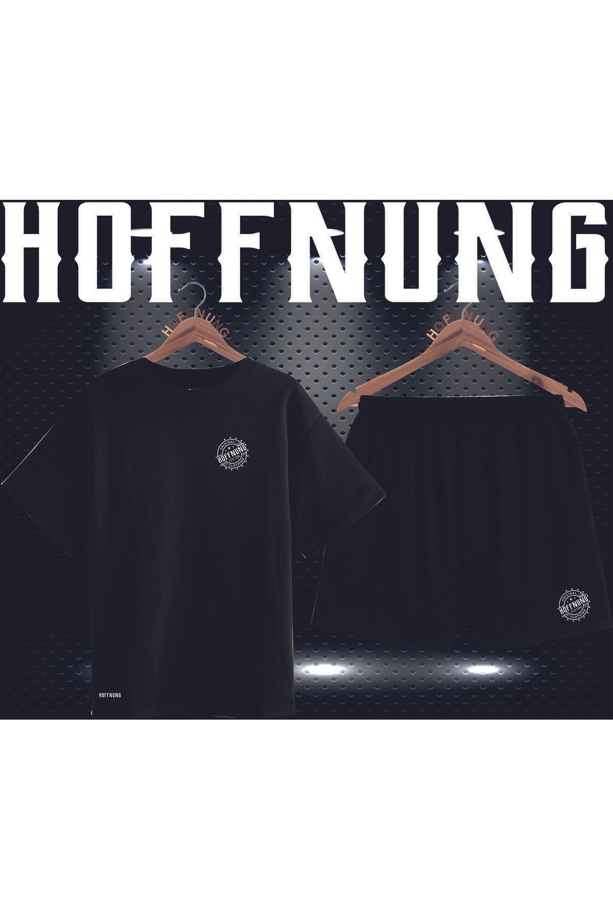 HOFFNUNG Full Shorts Unisex Logo Baskı Alt-üst Takım