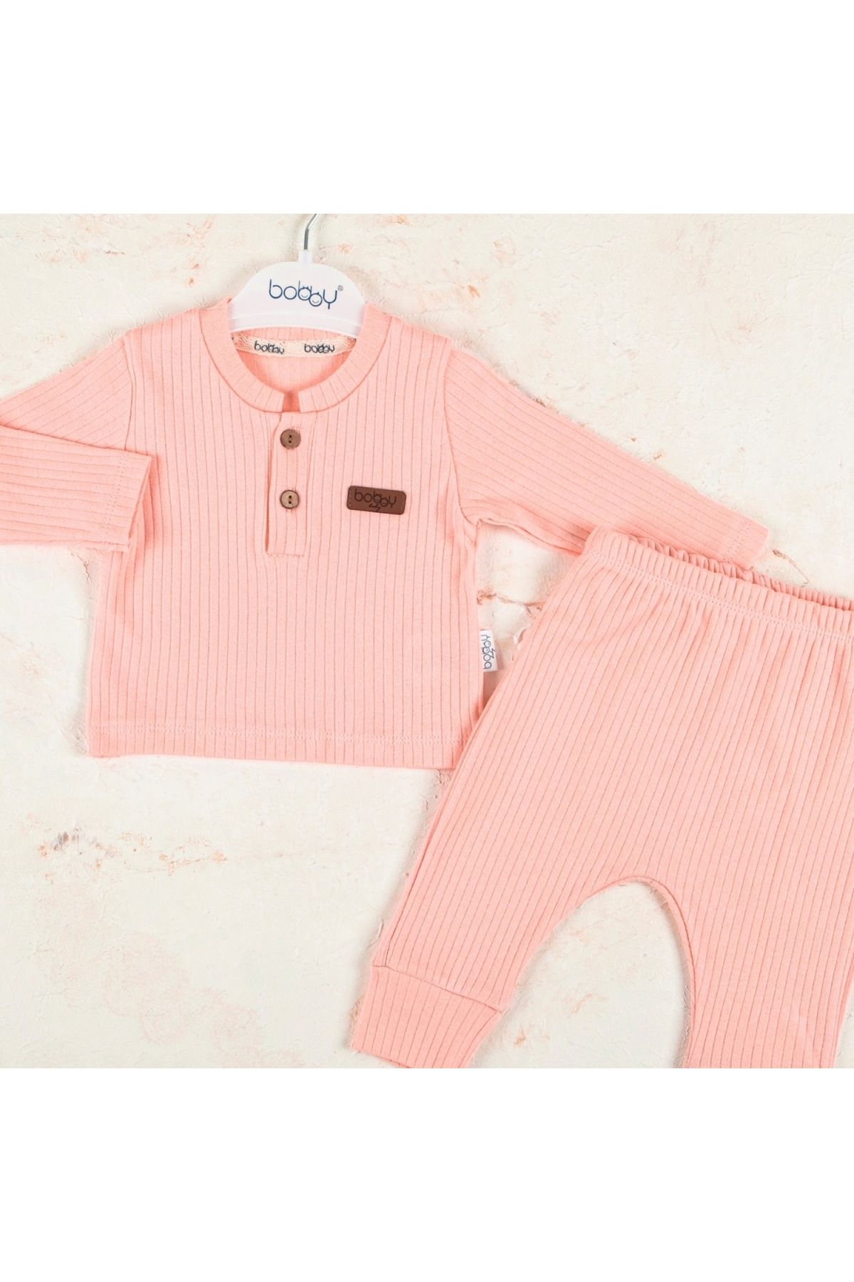BYB MODA TASARIM 3-18 Ay Çizgili Kumaş 2'li Unisex Takımı Pembe