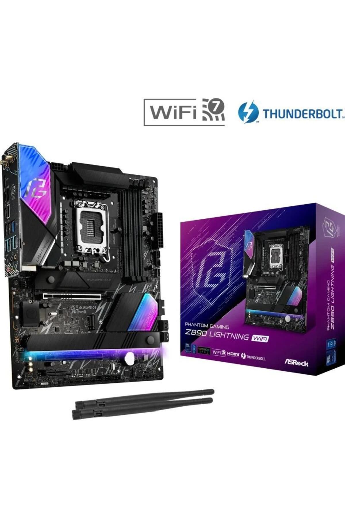 ASROCK-Placa de baza ASRock PHANTOM GAMING Z890 LIGHTNING WIFI, DDR5, ATX, LGA 1851, Intel Z890 5