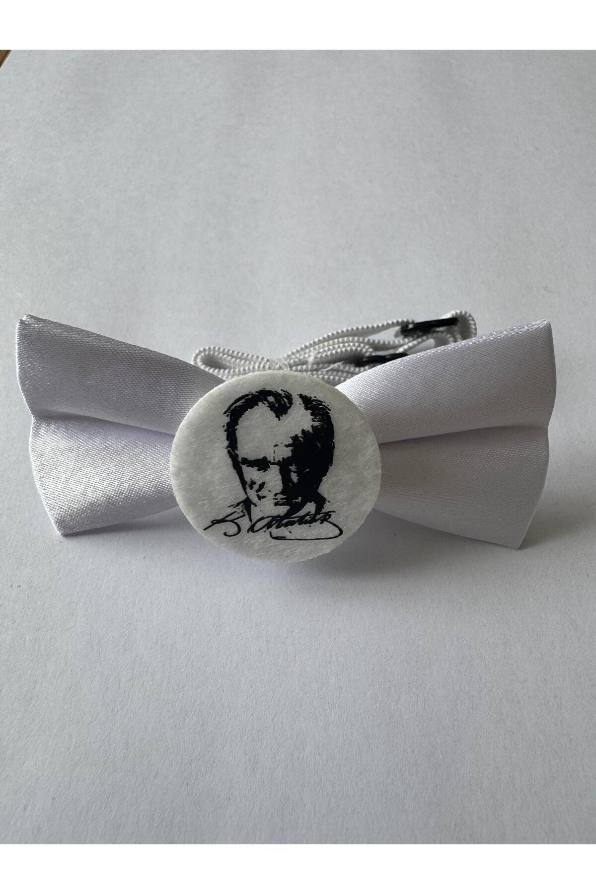 Meriç bebe-Ataturk Signed and Silhouette Elastic Children's Bow Tie 10 Lu 23 April / 29 October / 10 November 5