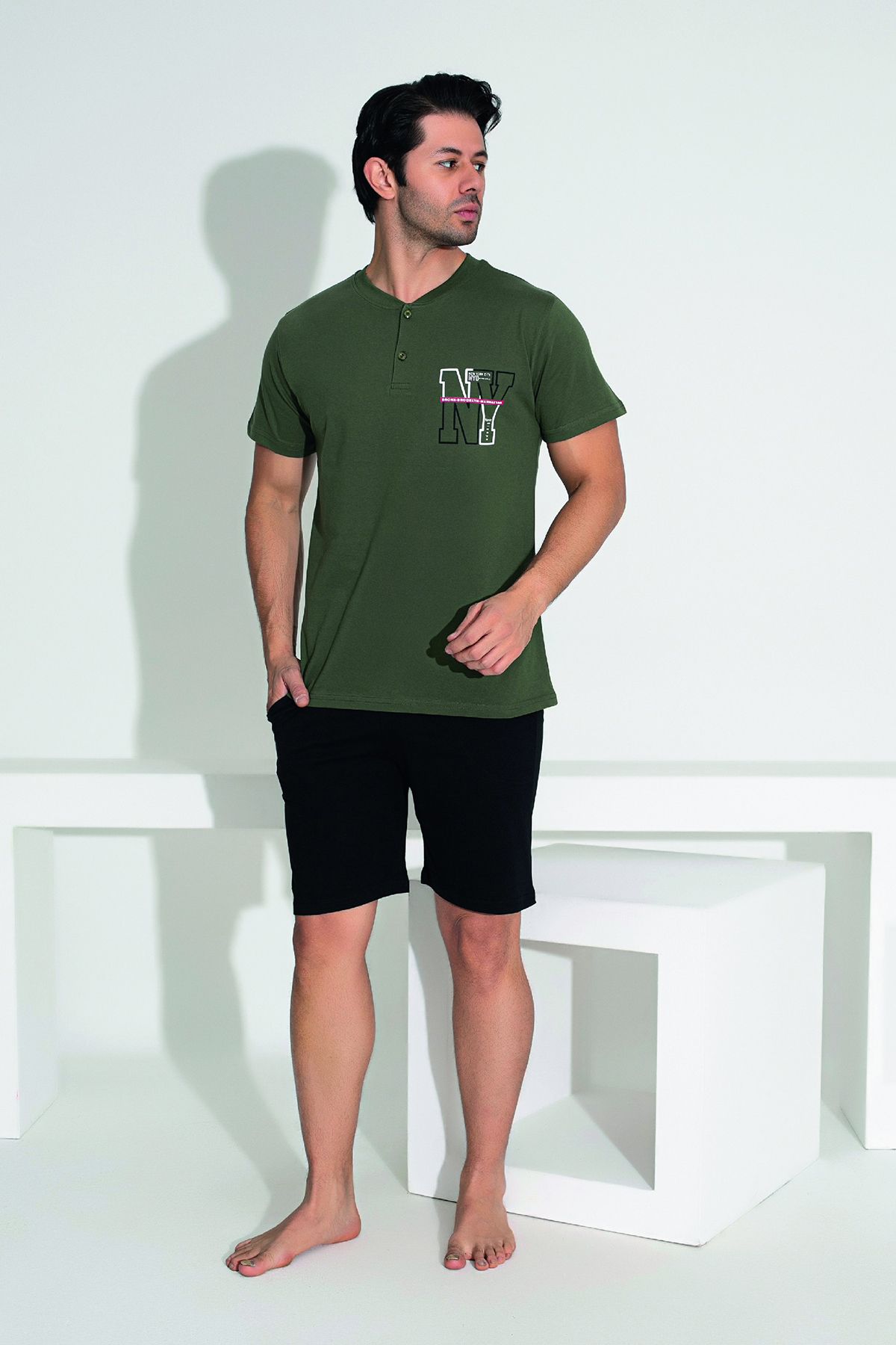 REMSA-Men's Shorts-Tshirt-Pajama Sets Green 25255 3