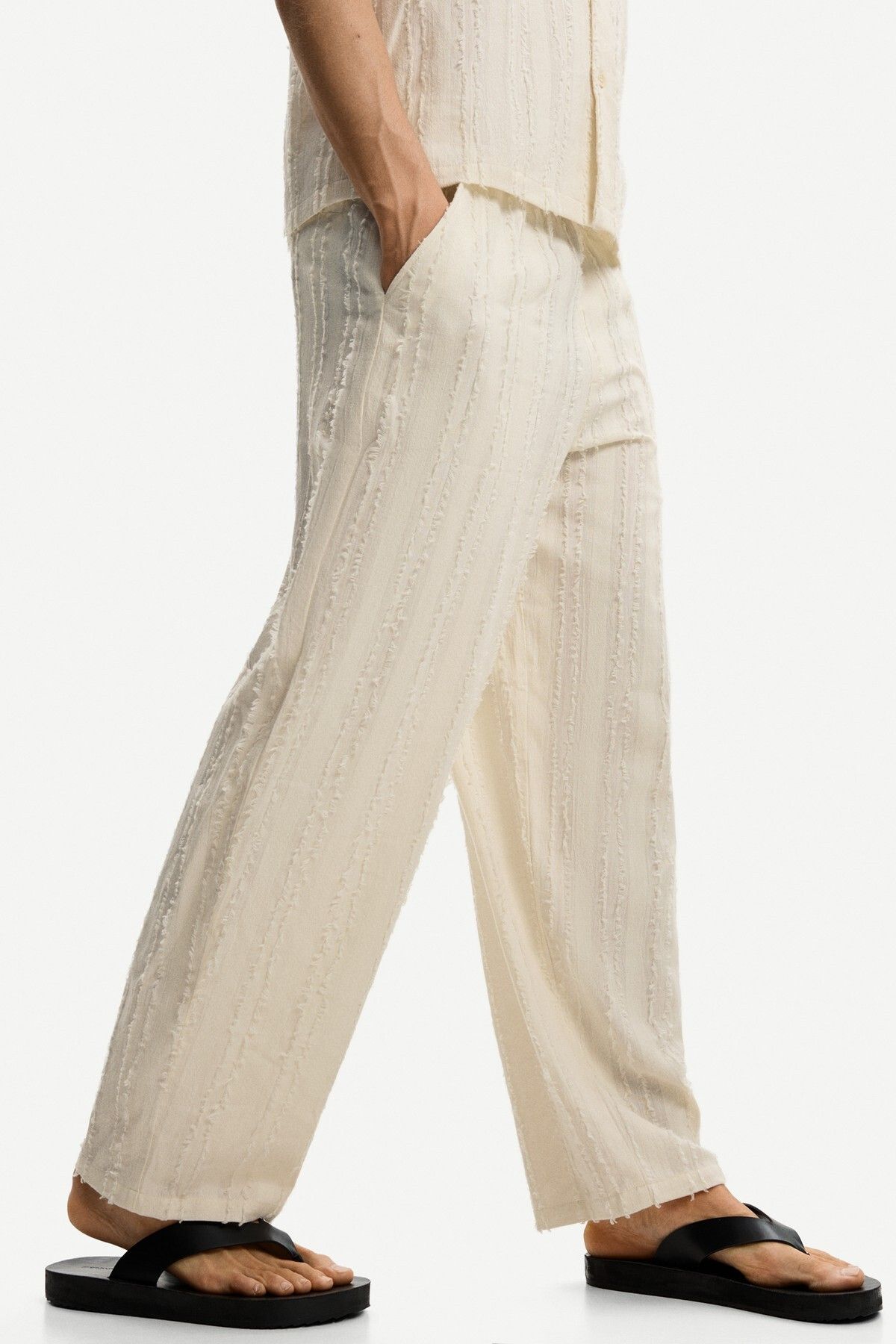Bershka-Textured wide-leg trousers 4