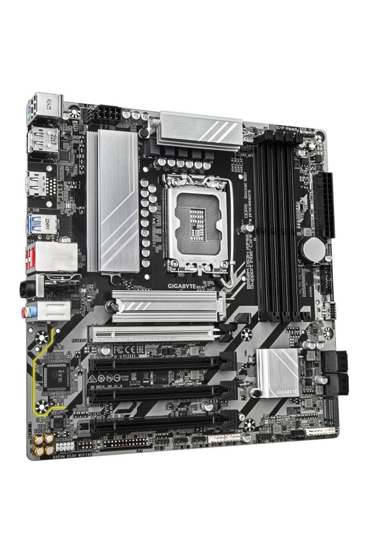 Gigabyte-GIGABYTE B860M DS3H WIFI6E Motherboard, Intel B860, LGA 1851, DDR5, mATX 3