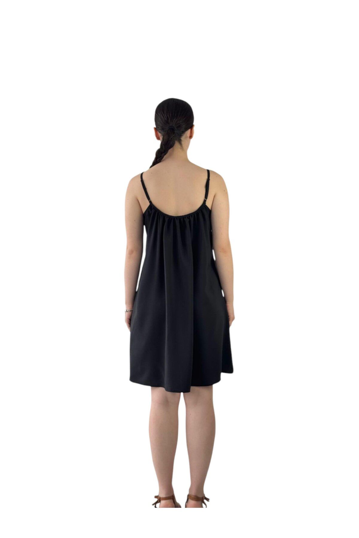 Retrobird-Black Dress - Design Loose Cut with Straps and Fastener 2