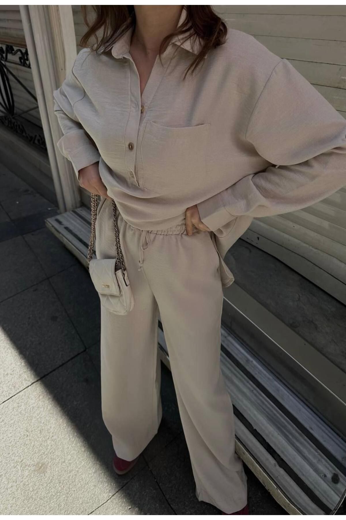 soBasic-Linen Flared Comfort Double Set 2