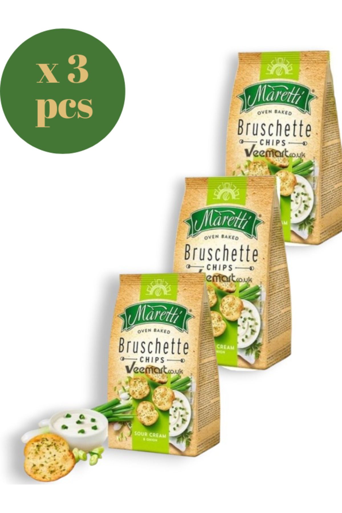 Maretti Bruschette Ekşi Krema ve Soğanlı Kızartılmış Ekmek 70 Gr x 3 Adet