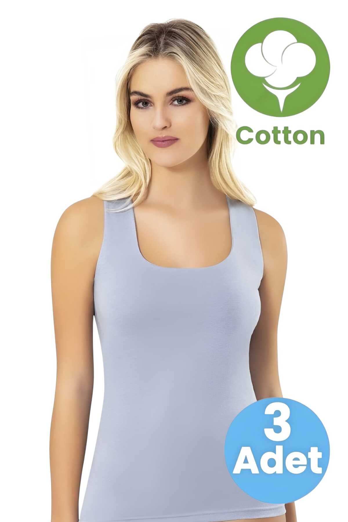 Uniquetrenders Tricou Din Bumbac, Cu Bretele Late, Cu Gât Pătrat, Din 3 Piese Femeie - M