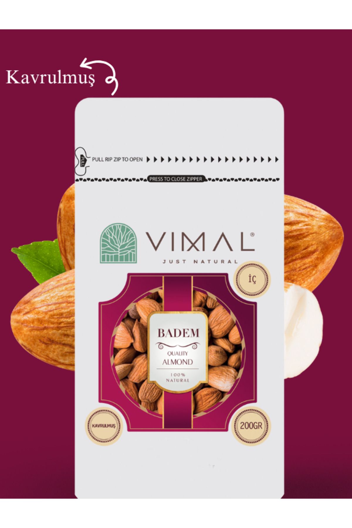VIMAL Kavrulmuş Badem Içi 200 gr ( Yerli, 1. Kalite )