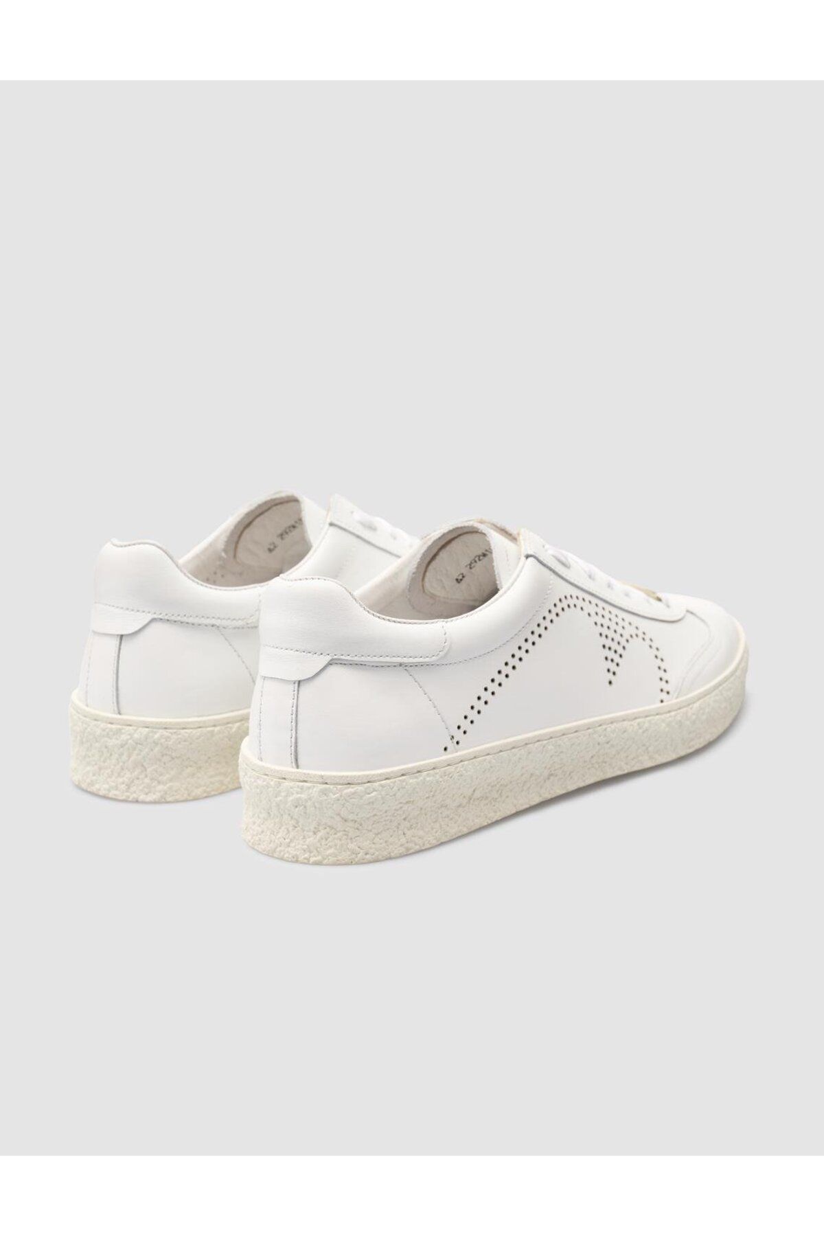 Cabani-Custom Made Genuine Leather White Lace-Up Men's Sports Shoes 3