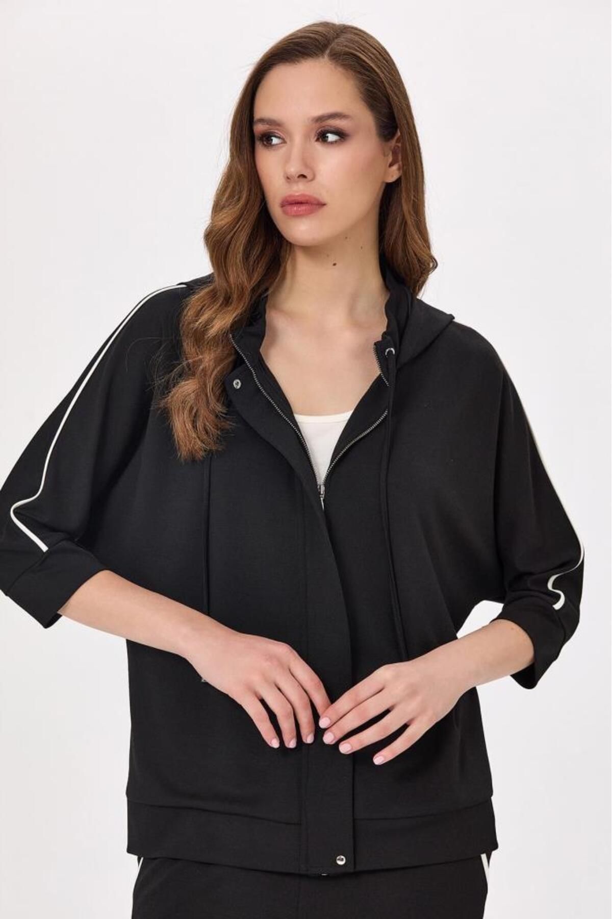 İKİLER-Front Zipper Hooded and Pocket S-Shirt 025-2102 3