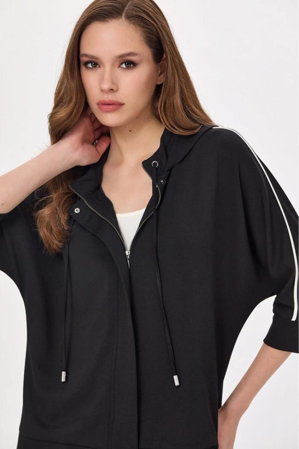İKİLER-Front Zipper Hooded and Pocket S-Shirt 025-2102 4