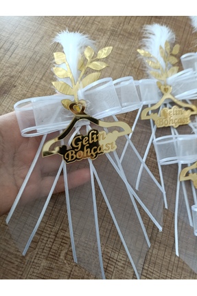 bir parça tasarım Pleksi Gelin Bohça Süsü Gold
