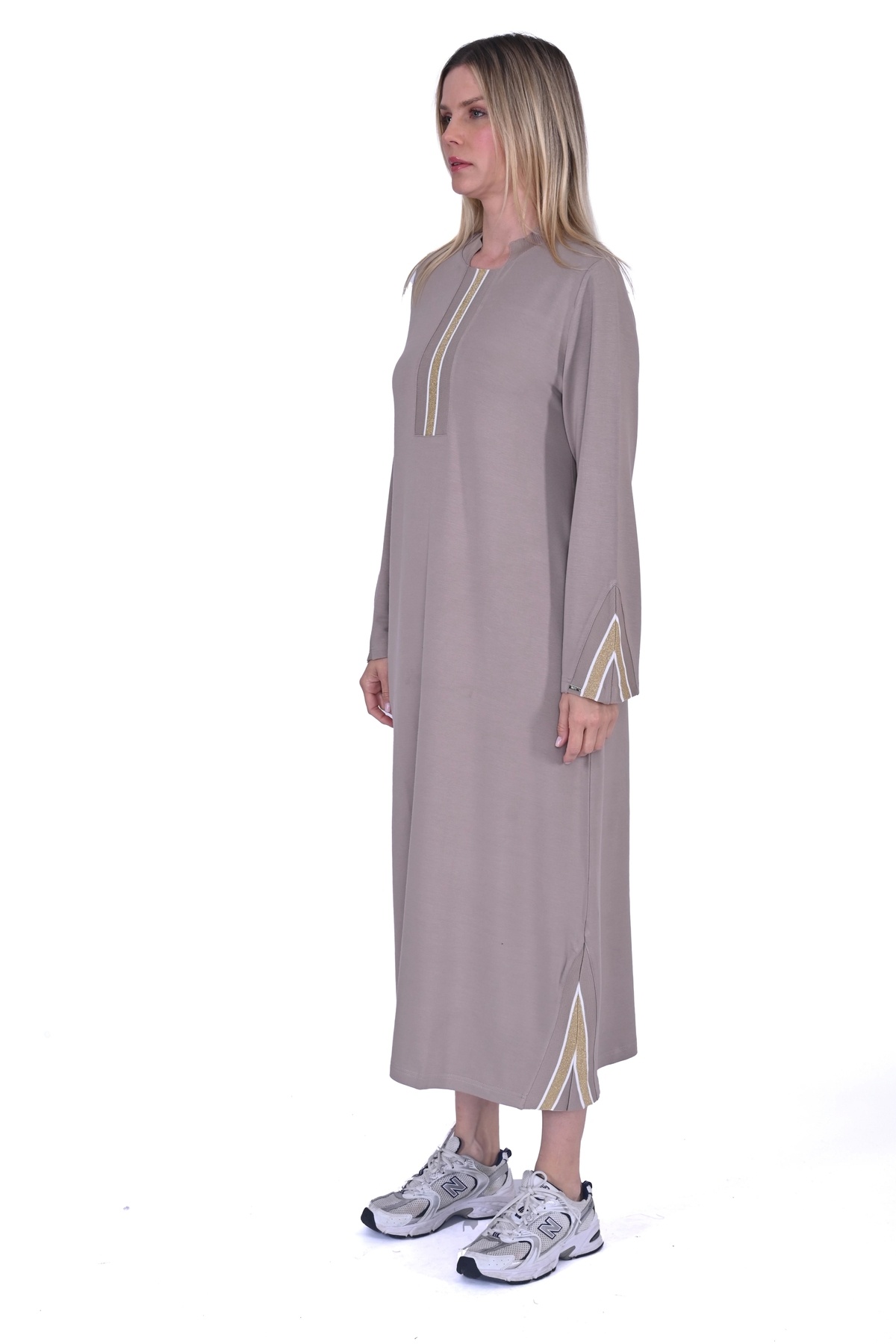 Invee-6754 Rochie bej cu două fire 4