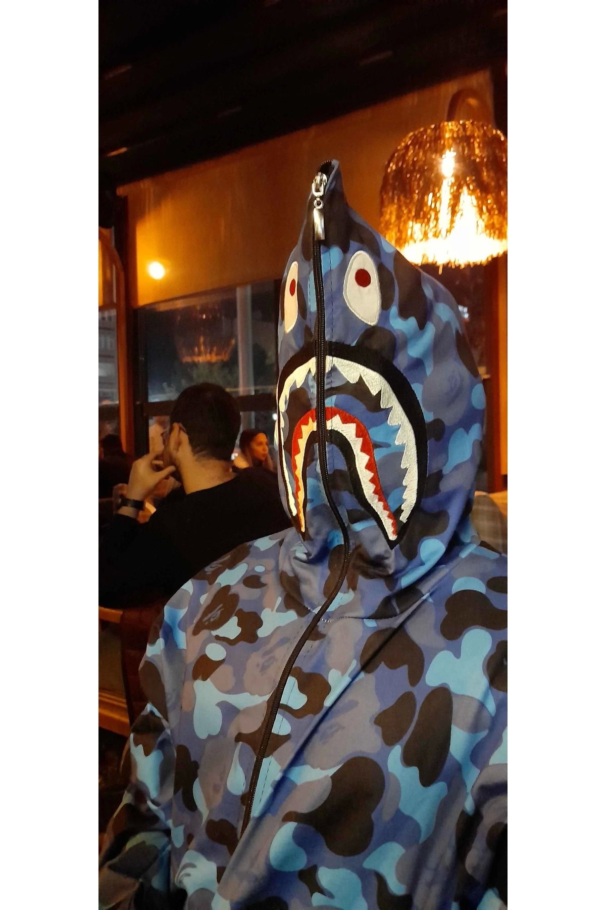 noyo giyim Unisex Pubg Bape x Shark Hoodie - Mavi