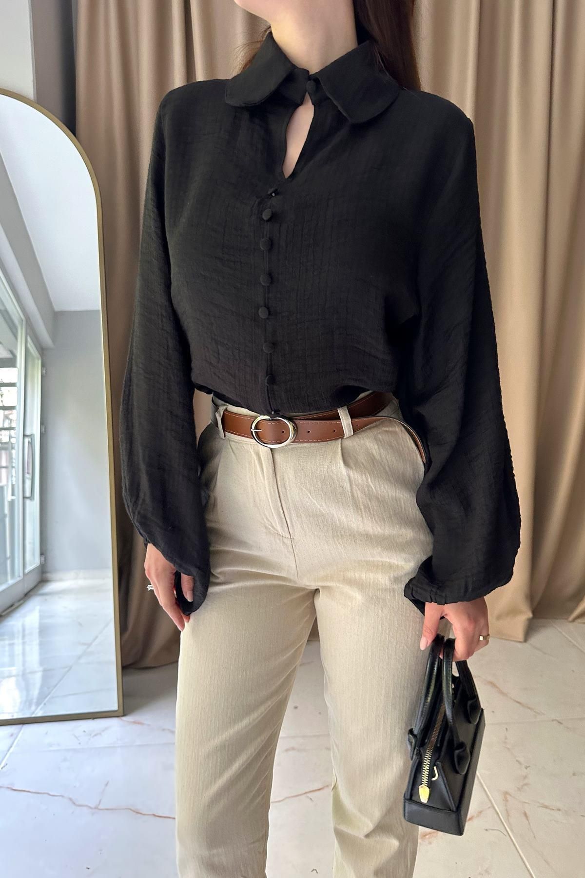 lizge giyim-Be Eyaka Front Buttoned Bluz 2