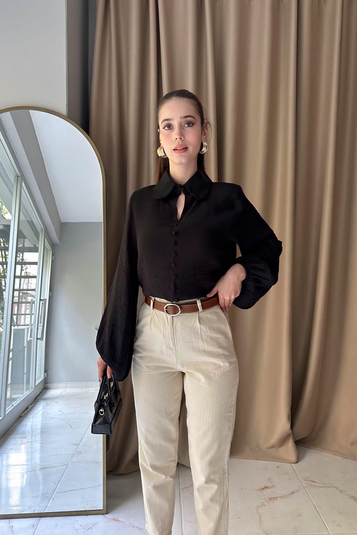 lizge giyim-Be Eyaka Front Buttoned Bluz 1
