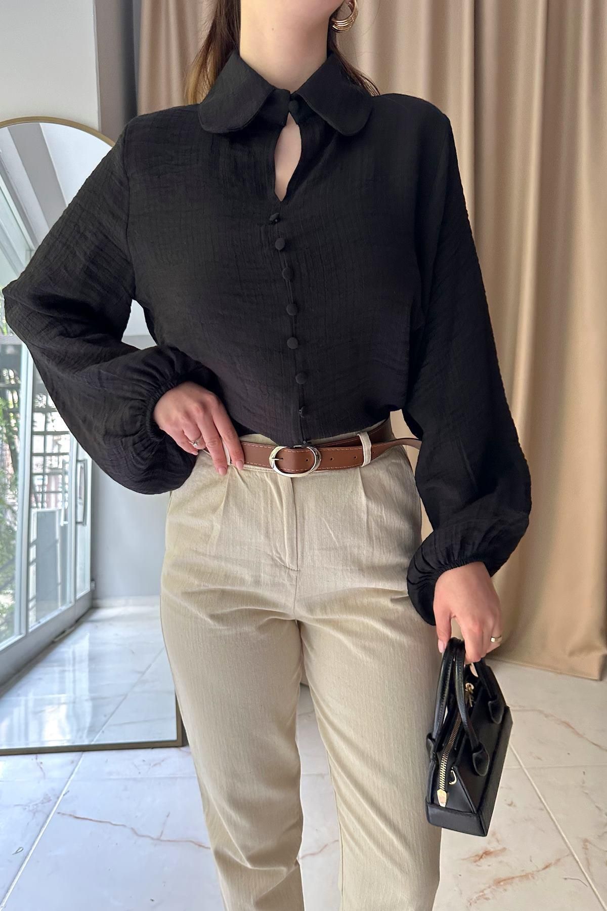 lizge giyim-Be Eyaka Front Buttoned Bluz 3