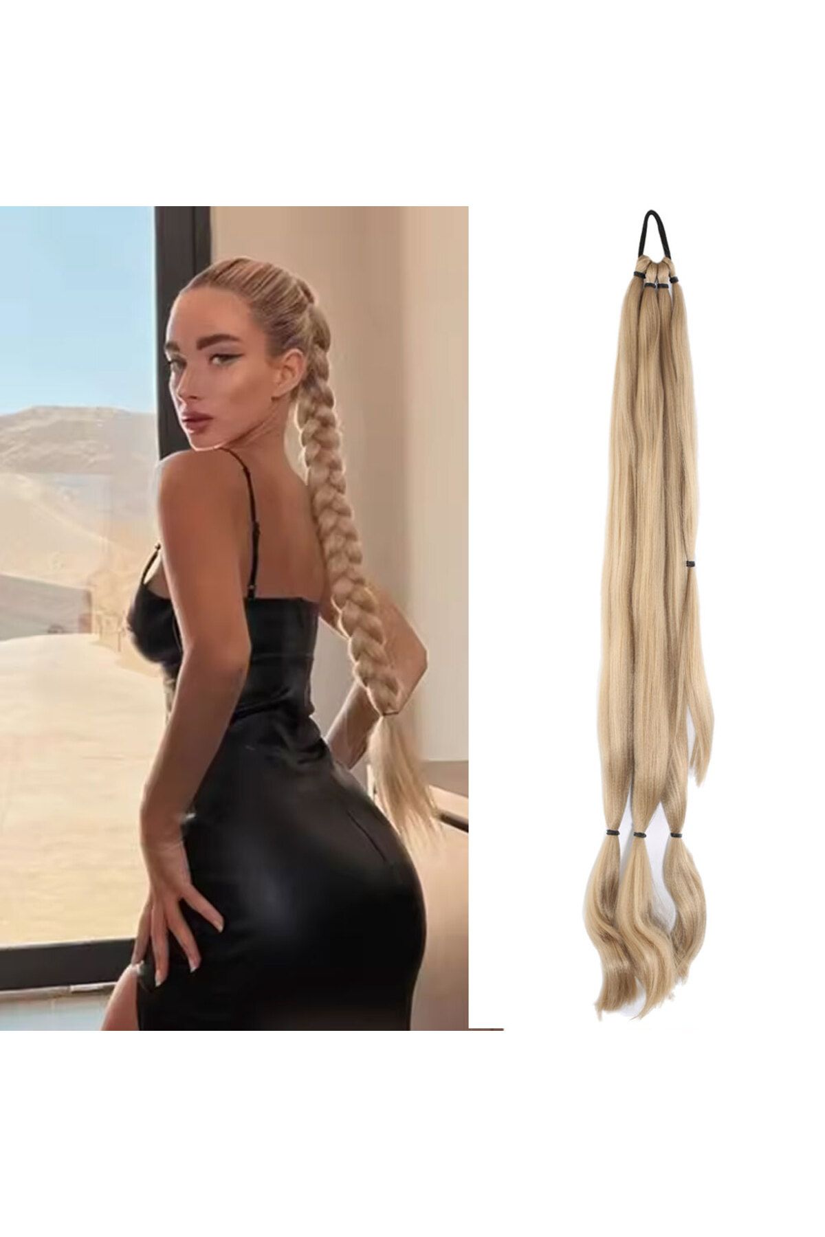 Mestore-Triple Braided Buckle Ponytail - Honey Foam 1