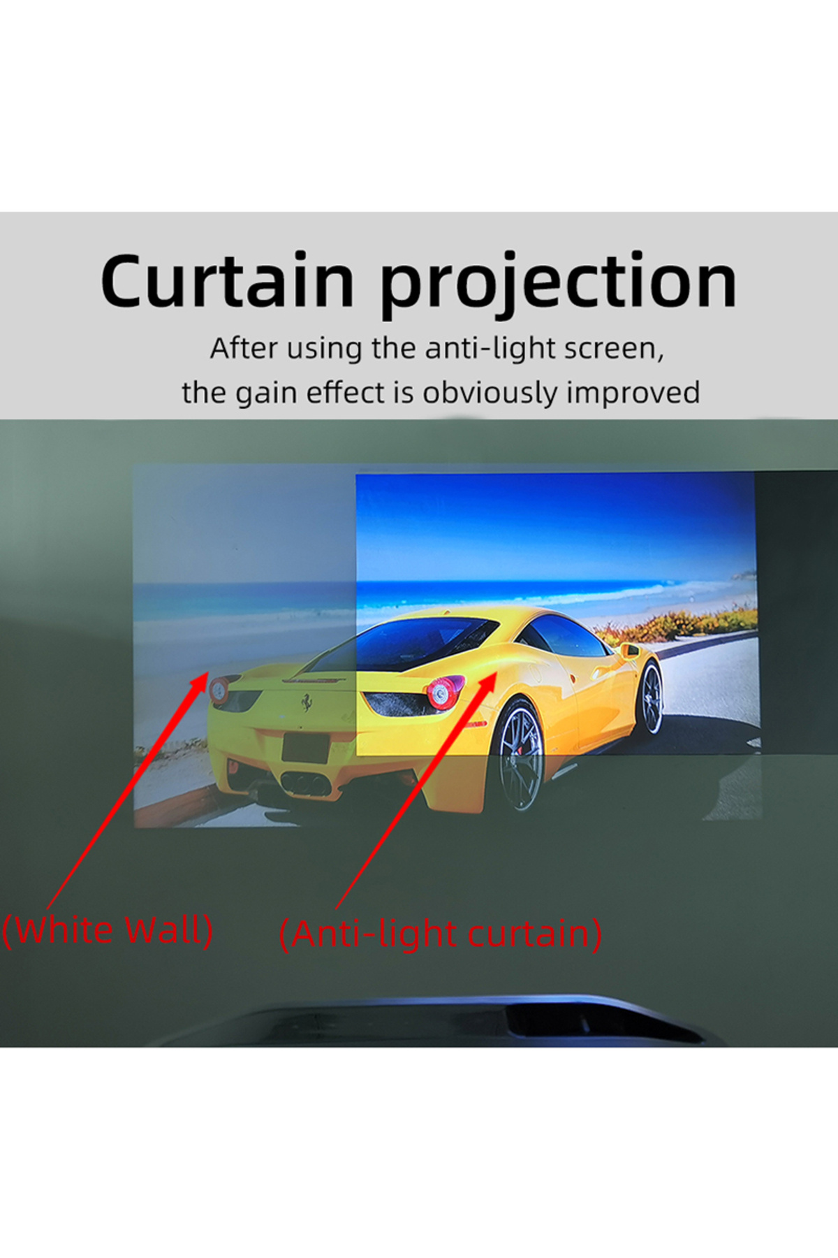 VEIDADZ-120 inch Projector Screen 100 120 133 Inch 16:9 Foldable Anti-Light Grey Reflective Cloth Po 3