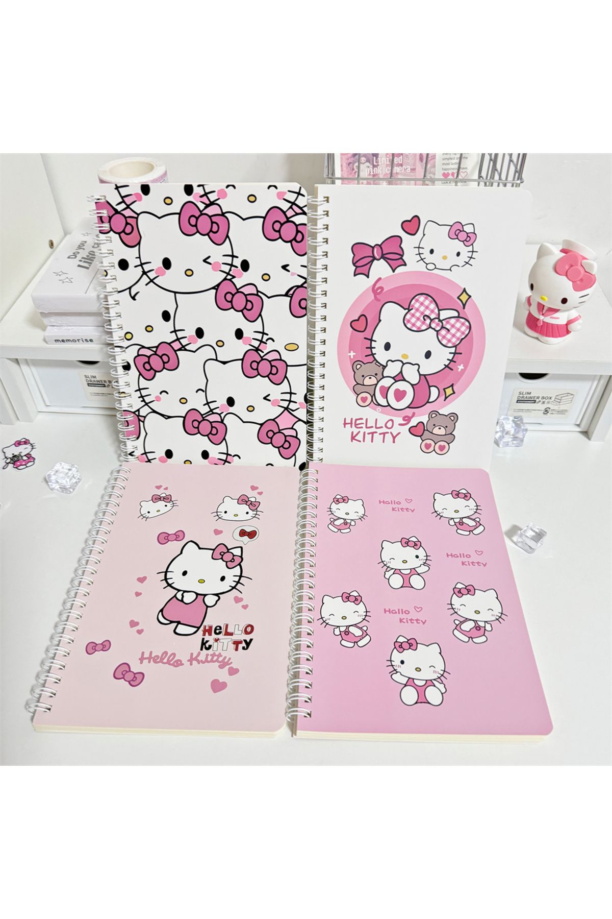 Choice-دفتر ملاحظات A5 عشوائي من Kawaii Cartoon Hello Kitty مكون من 4 قطع دفتر ملاحظات للطلاب A5 دفتر ملاحظات ملفوف للكتابة في المدرسة 1