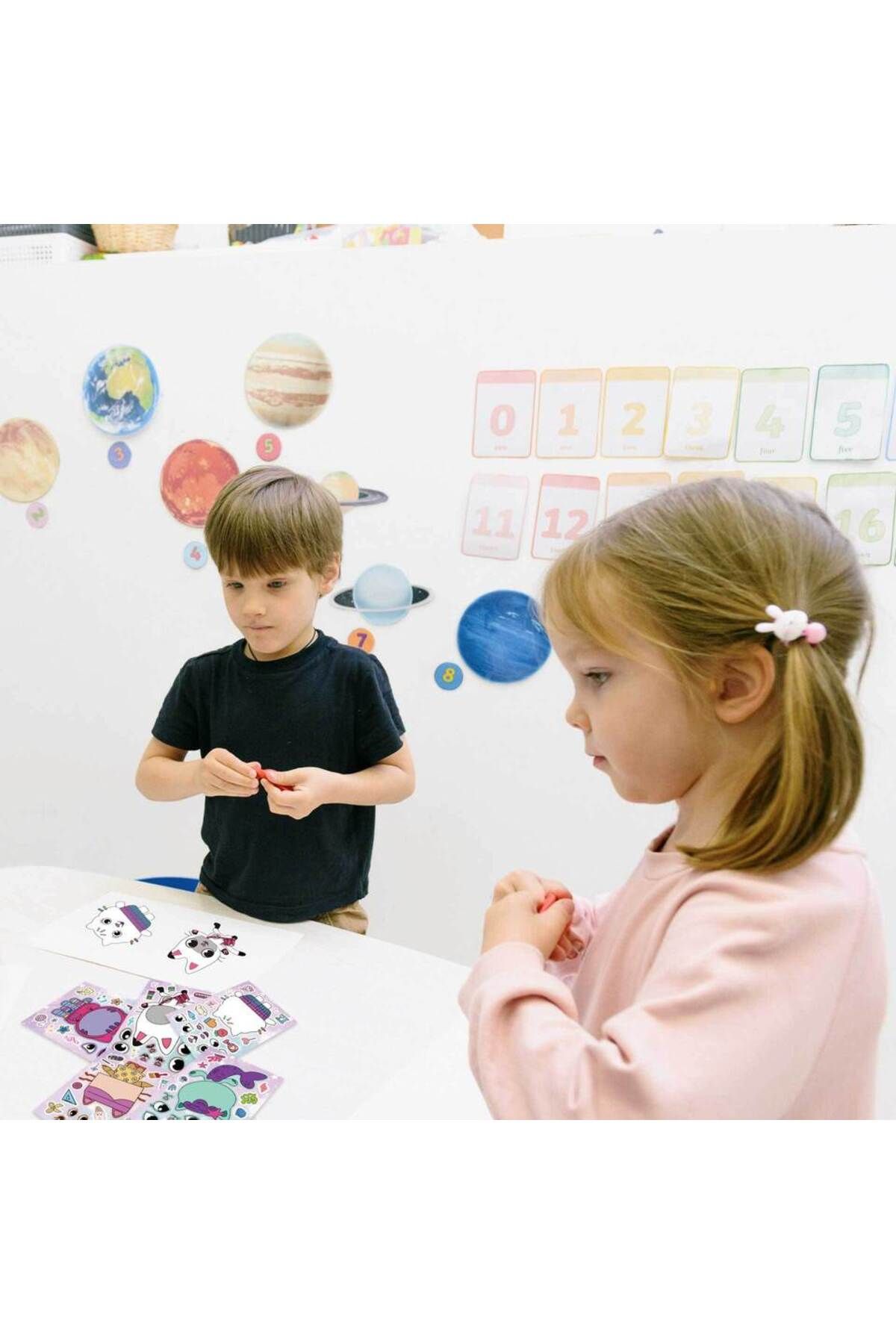 Miniso-6Sheets 6/12Sheets Gabby's Dollhouse Make A Face Puzzle Stickers Kids Make Your Own DIY Game Childre 6
