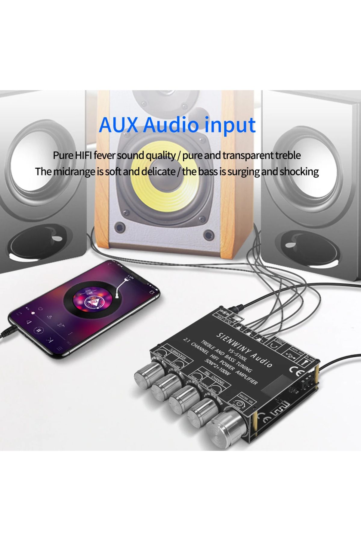 ALLOYSEED-YS-S100L 50W*2+100W 2.1 Subwoofer Amplifier Board 3 Channel CS8673E Bluetooth 5.1 DIY Home Audio ... 3