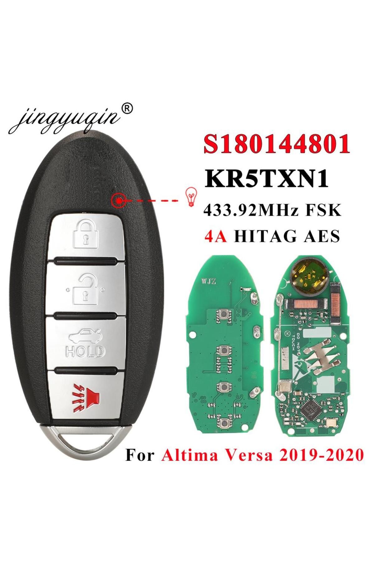 jingyuqin-S180144801 Kr5txn1 Keyless Smart Car Remote Key For Nissan Altima Versa 2019 2020 433mh... 1