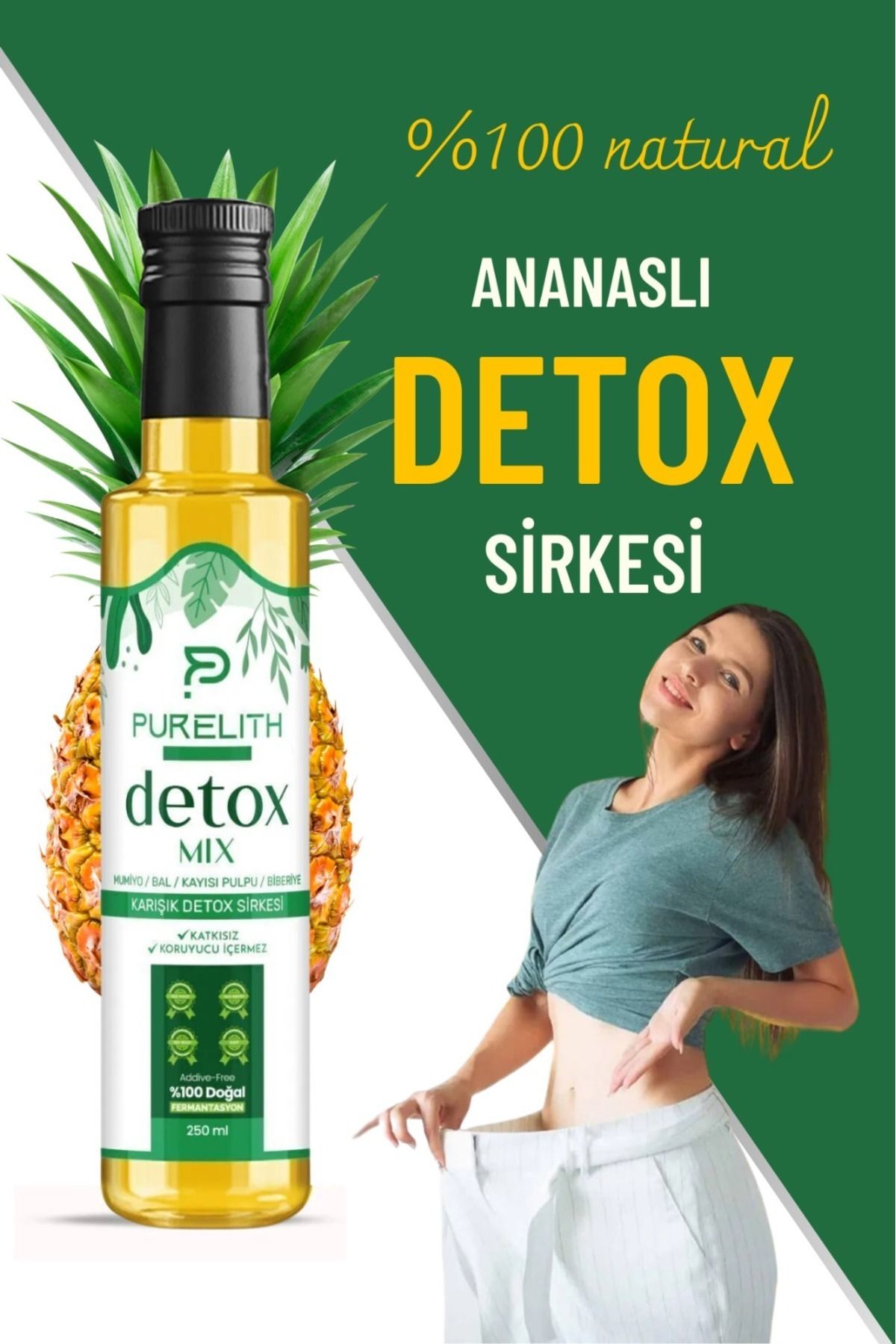Purelith detox Form Sirkesi Kilo Vermeye Yardımcı Iştah Kesici Detox Ananaz Sirkesi
