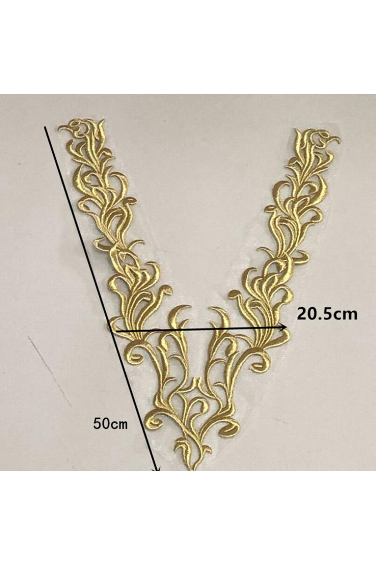 Choice-1Piece 1 Pcs Gold Neckline collar Lace Fabric Trims Sew On Patches Embroidery For Wedding Appliques 5