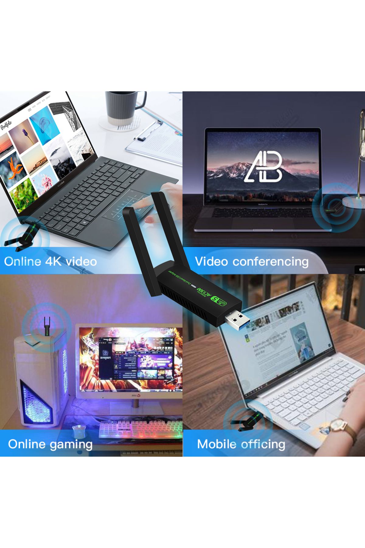 DERAPID-محول واي فاي USB بسرعة 1300 ميجابت في الثانية، نطاق مزدوج 2.4 جيجاهرتز 5 جيجاهرتز، مستقبل إشارة لاسلكي، وضع AP لأجهزة الكمبيوتر الشخصية/الكمبيوتر المحمول... 4