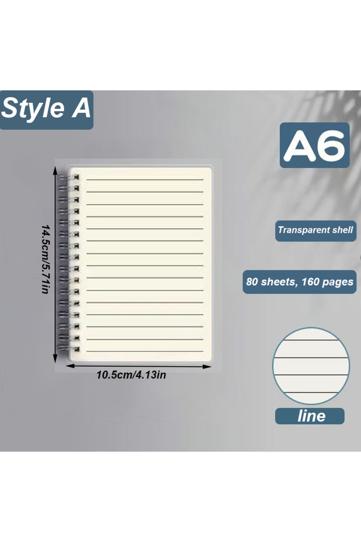Choice-A6 Style A A6 Pocket Coil Spiral Notebook Small Notepad Line Blank Grid Inner Pages 160 Pages 80 She 1