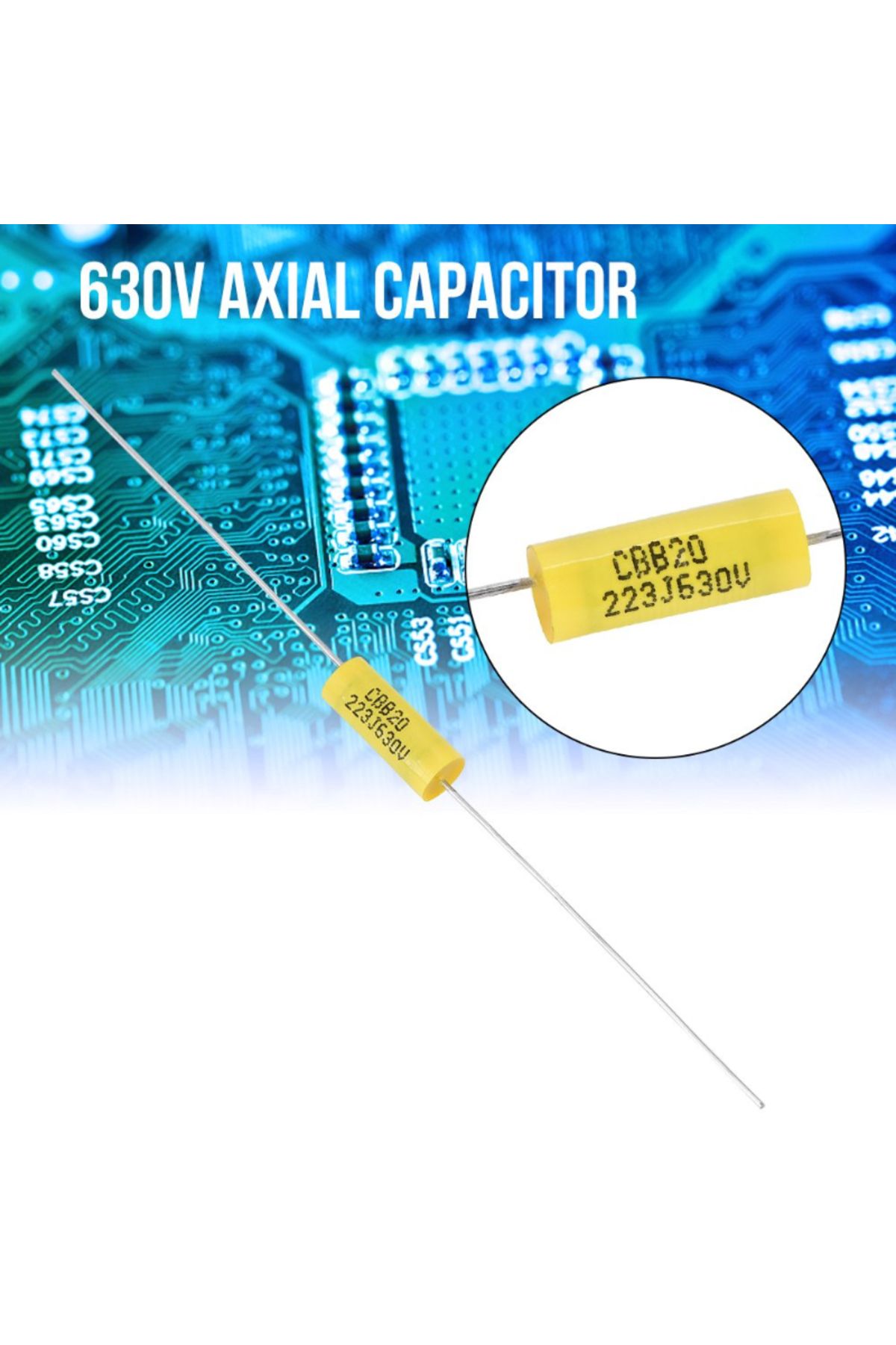 Choice-10pcs Long Yellow Lead Axial Polyester Film Capacitor 0.022uF 630V For Vintage Radio 223J Electri... 6