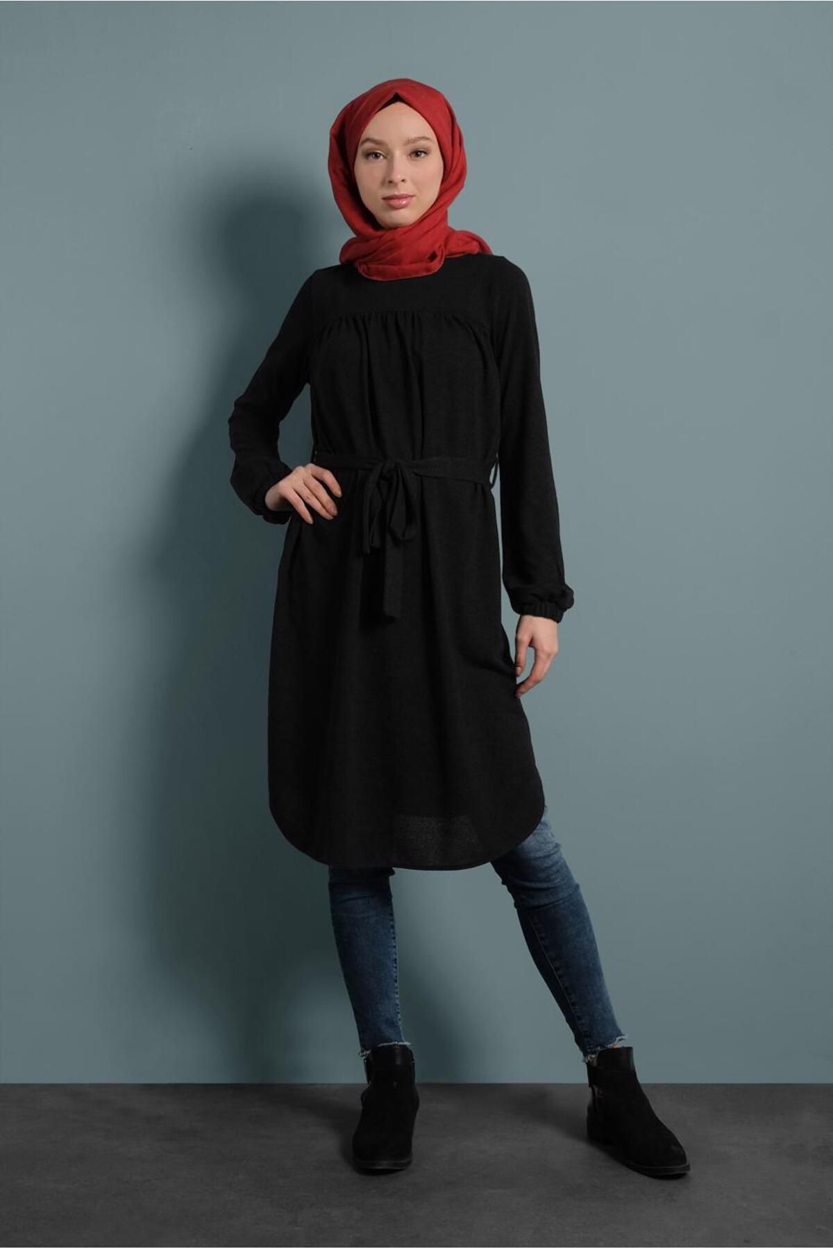 تونیک ساده یقه ی کمربند 40392 Alvina