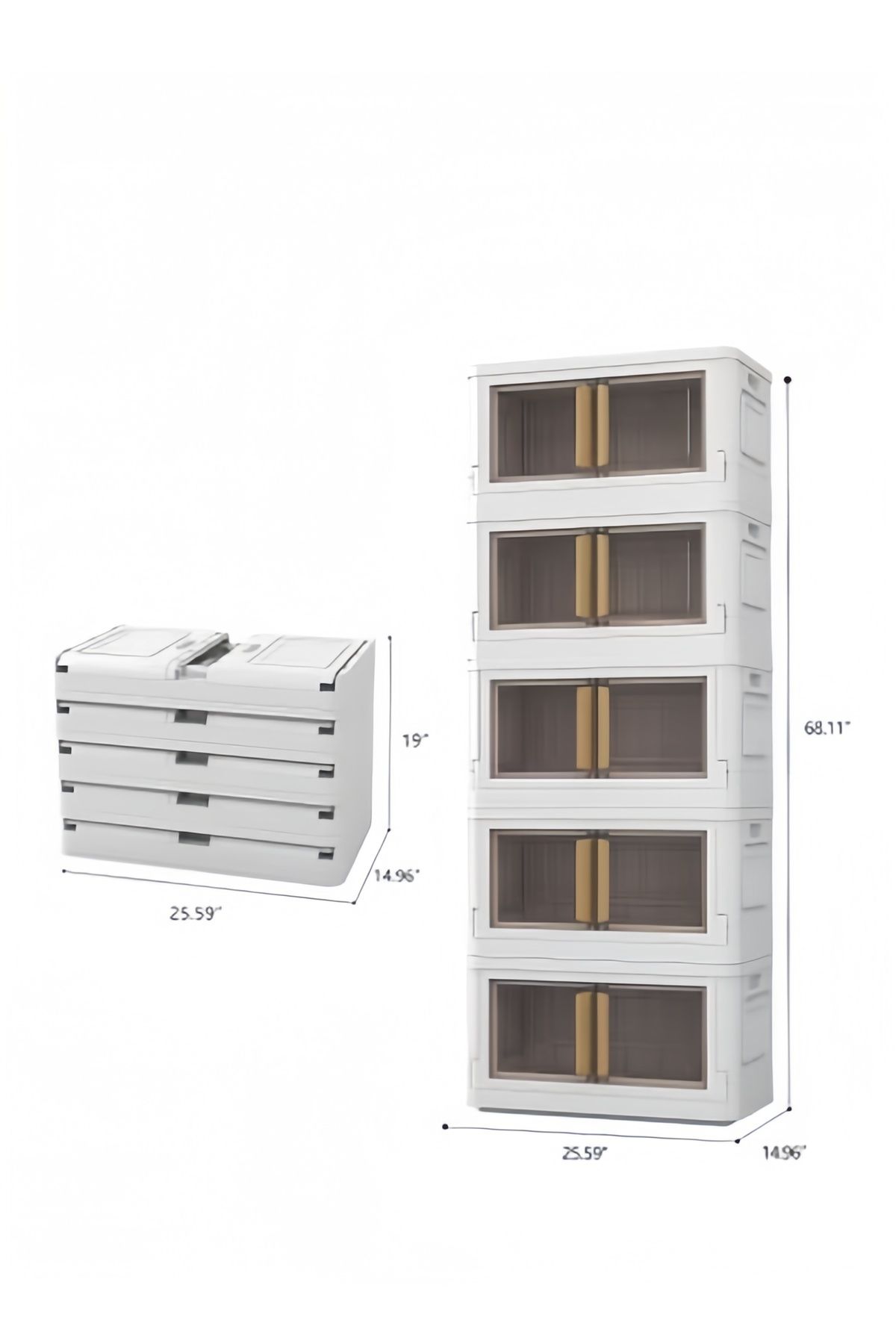 COOYA-5 stackable storage boxes,large capacity,foldable and movable,with wheels,easy to install,white 4