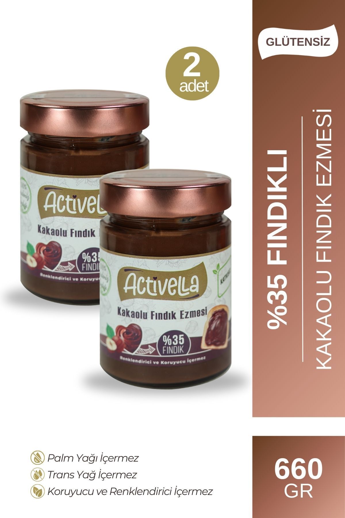 Activella Kakaolu Fındık Ezmesi 330gr %35 Fındıklı X2